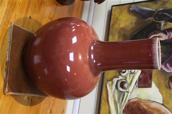 A large Chinese sang-de-boeuf glazed bottle vase, 58.5cm